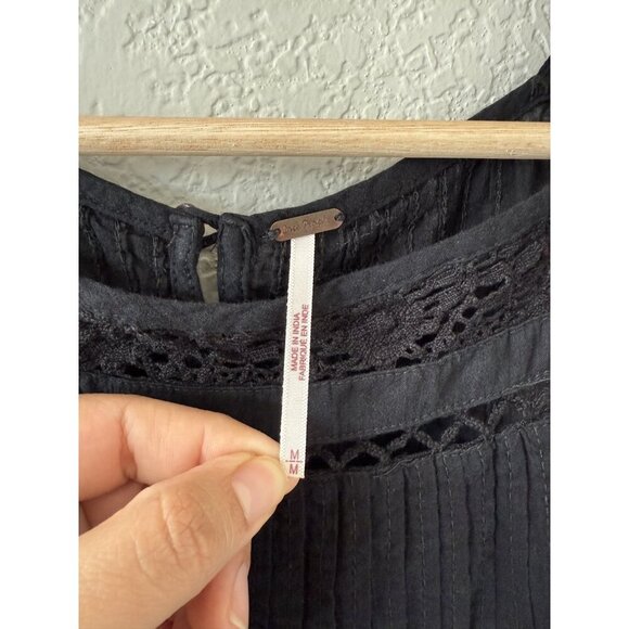 Free People Constant Crush Pintucked Lace Sheer Halter Top Dainty Coquette M - Picture 7 of 8